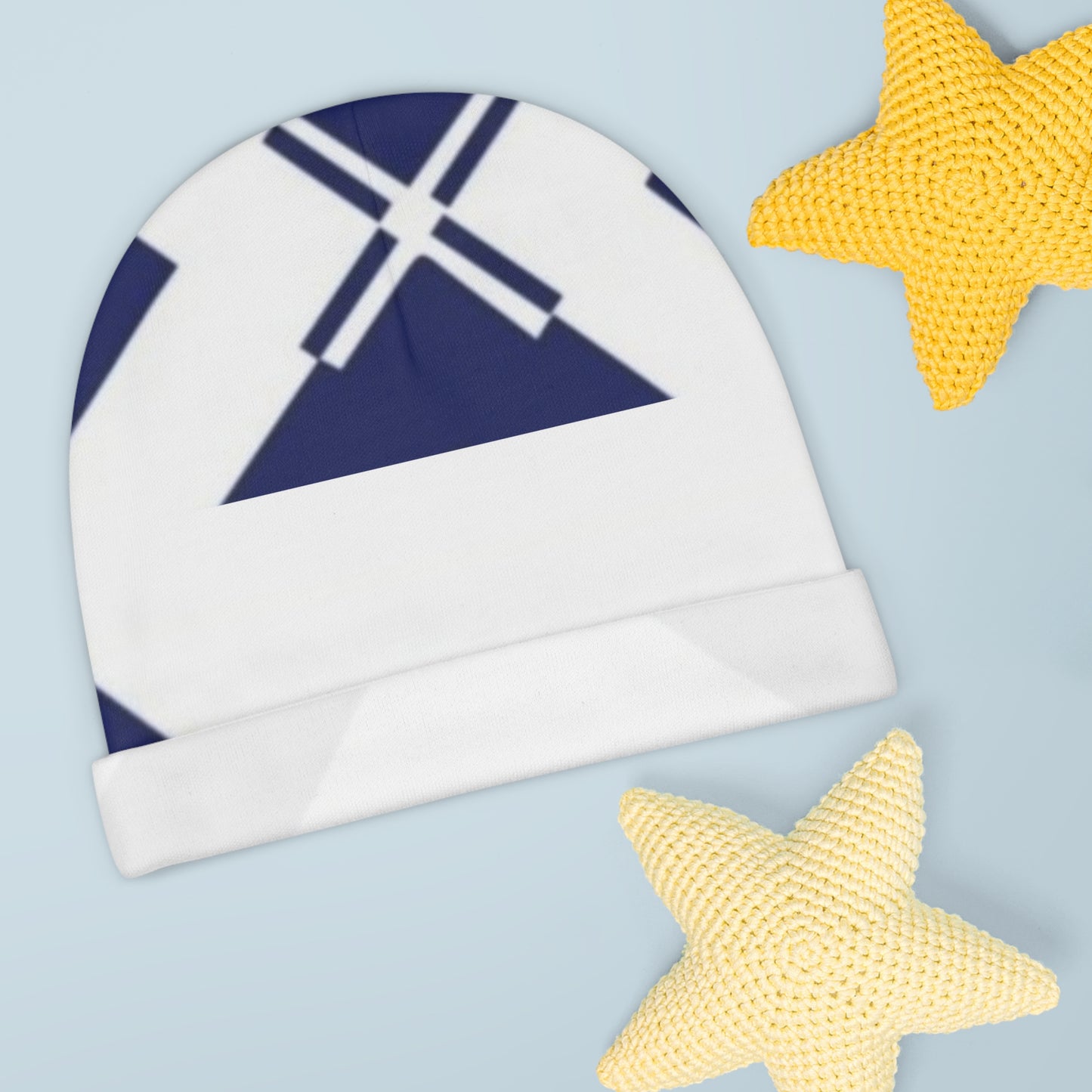 Navy Geometric Baby Beanie, Newborn Hat, Baby Shower Gift, Infant Accessories, Modern Baby Gift, AOP Design Hat