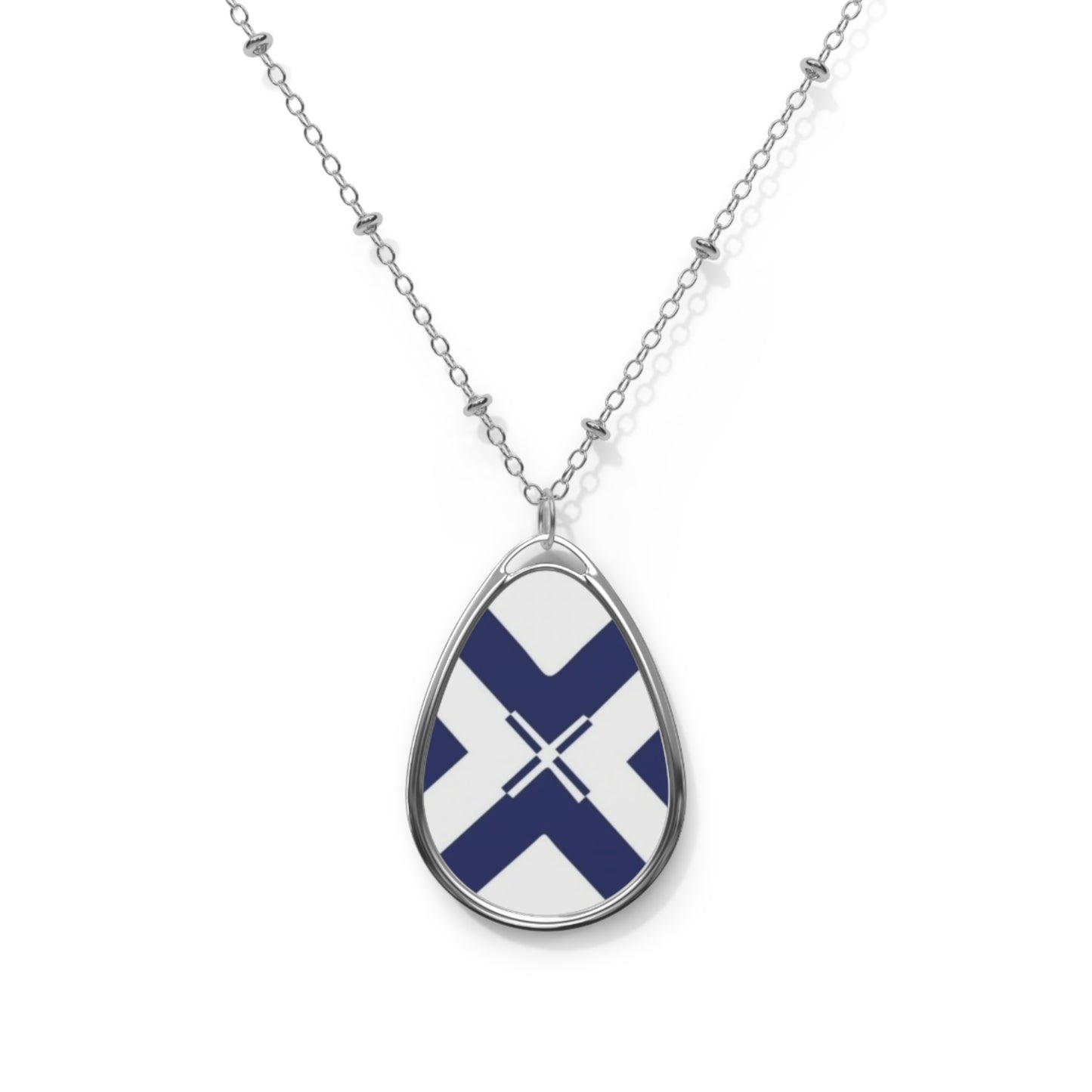 Elegant Oval Necklace with Scottish Flag Design, Personalized Jewelry Gift for Her, Statement Piece, Anniversary Keepsake, Everyday Wear