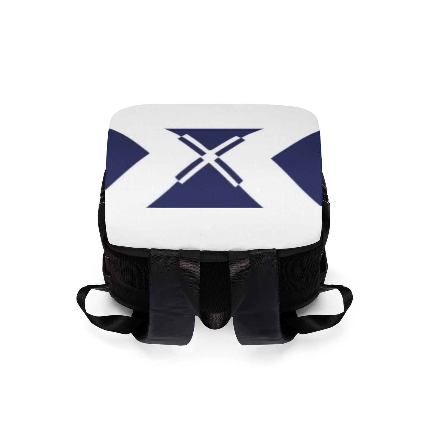 Navy Geometric Fold-Top Backpack — Casual Shoulder Bag