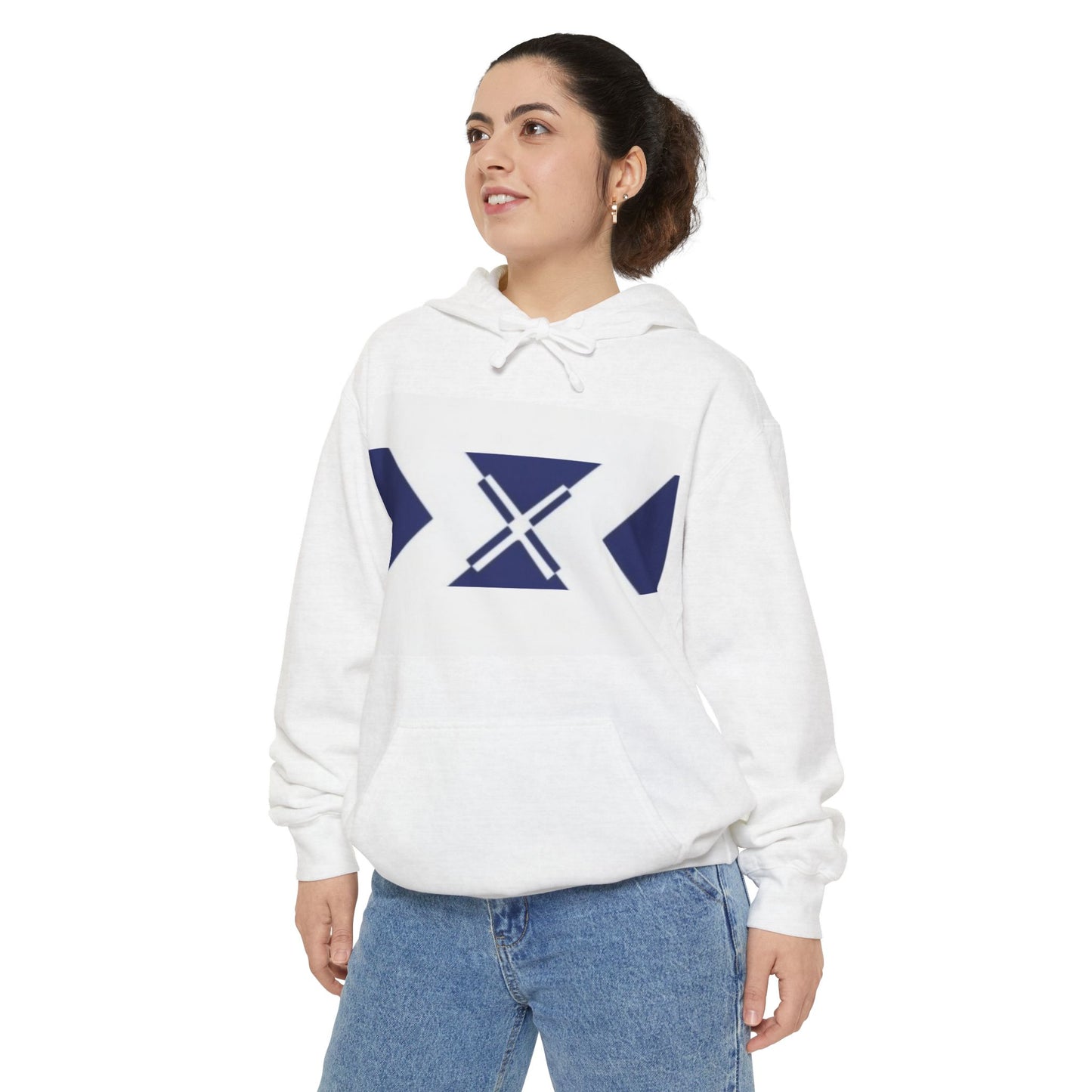 Cozy Unisex Garment-Dyed Hoodie with Geometric Design, Casual Wear, Gift for Friends, Trendy Layering Piece, Fall/Winter Essential