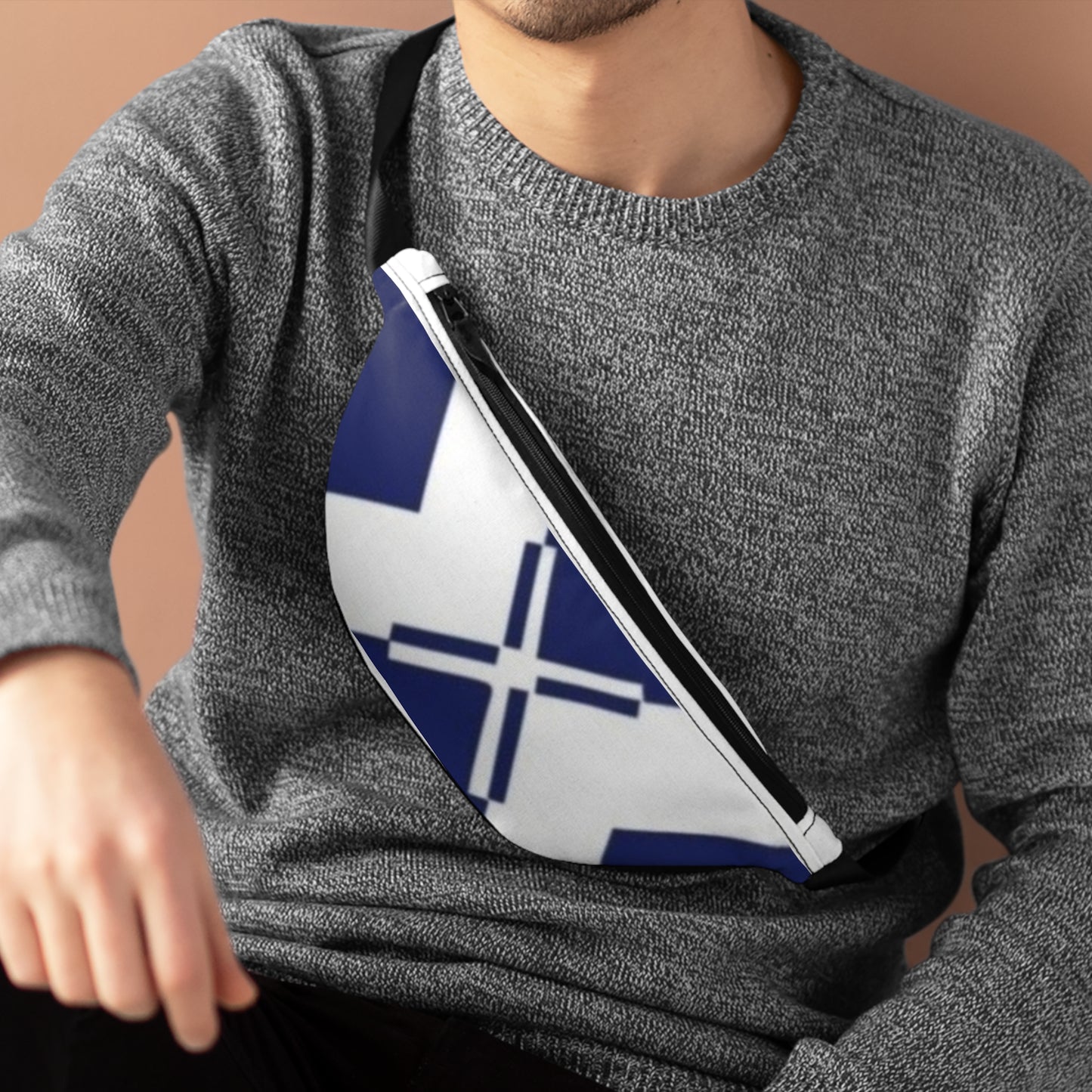 Fanny Pack — Minimal Navy Cross Pattern Waist Bag