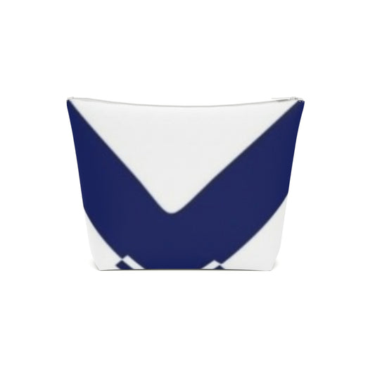 Chic Cotton Cosmetic Bag for Travel, Makeup Organizer, Stylish Toiletry Pouch, Gift for Her, Blue Geometric Design