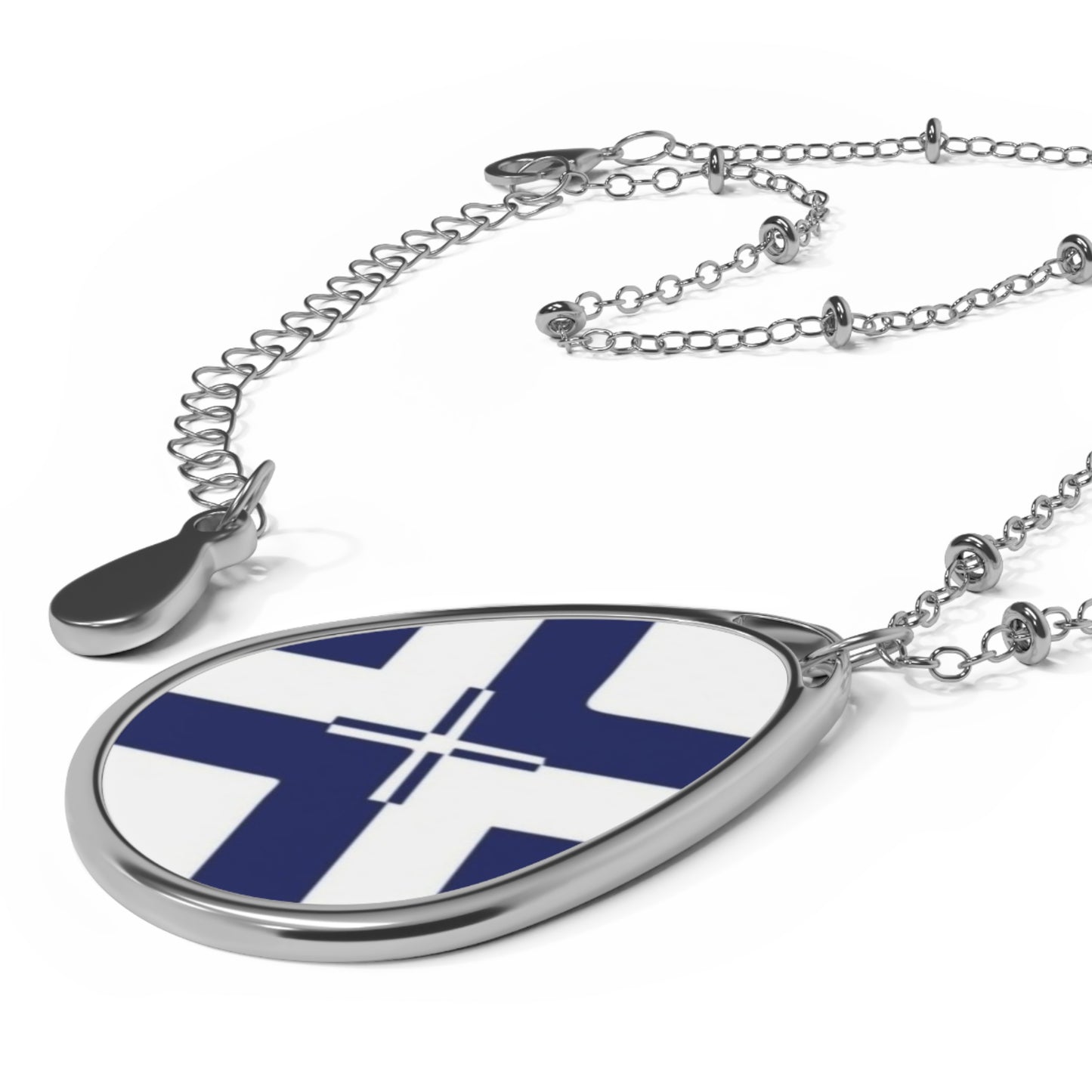 Elegant Oval Necklace with Scottish Flag Design, Personalized Jewelry Gift for Her, Statement Piece, Anniversary Keepsake, Everyday Wear
