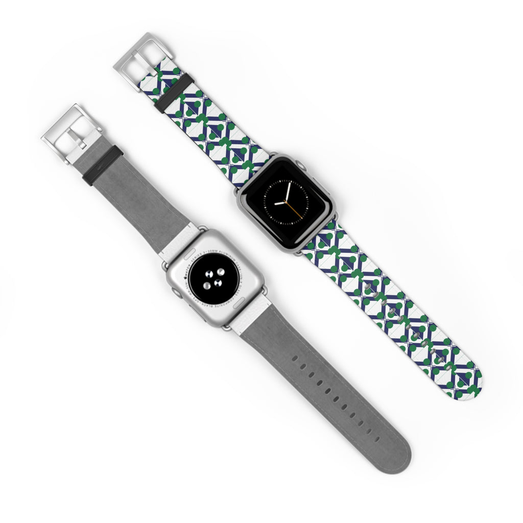 XT9 Green & Navy Tile Watch Band — Patterned Apple Watch Strap