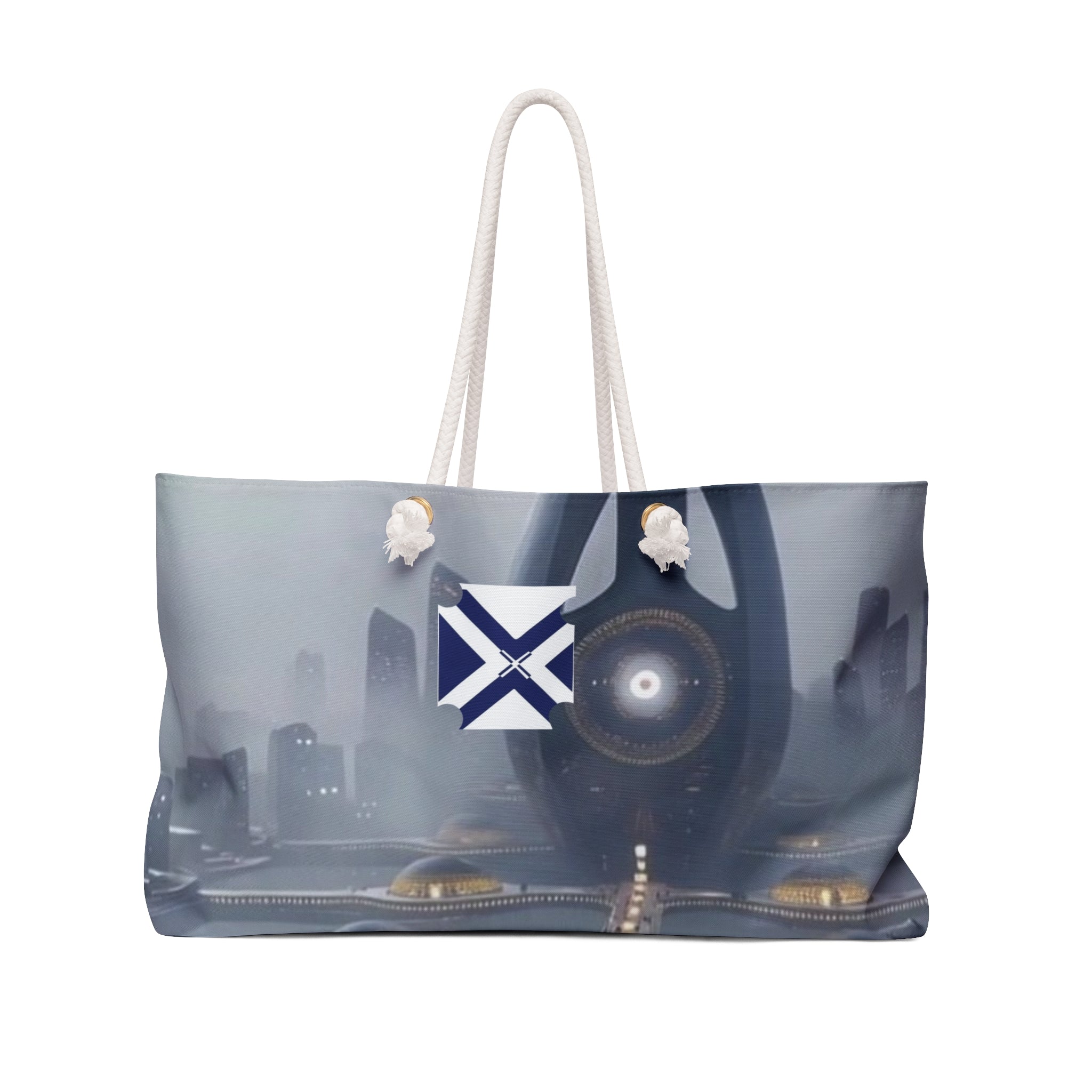 XT city travel Steampunk Cityscape Weekender Bag with Nautical Cross Emblem