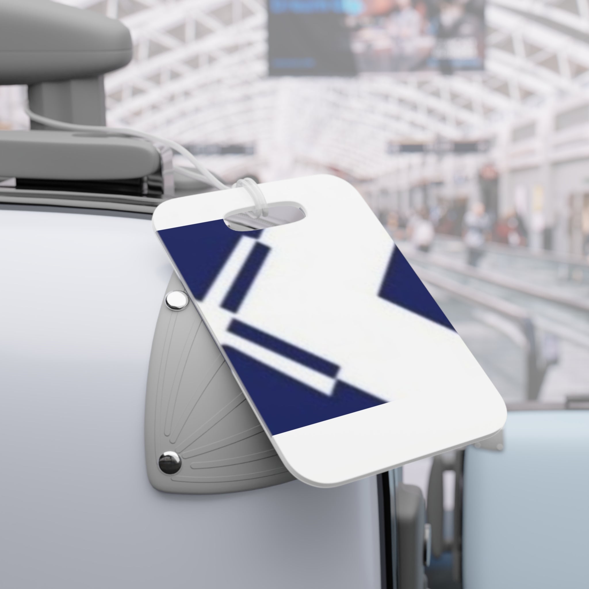 Geometric Navy Arrow Luggage Tag — Modern Travel ID Tag