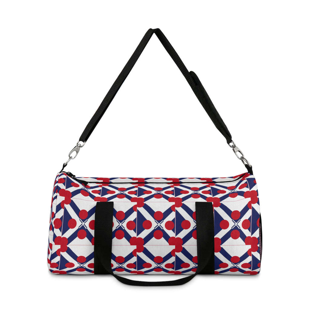 XT9 Duffel Bag — Red, White & Blue Geometric Travel Duffel