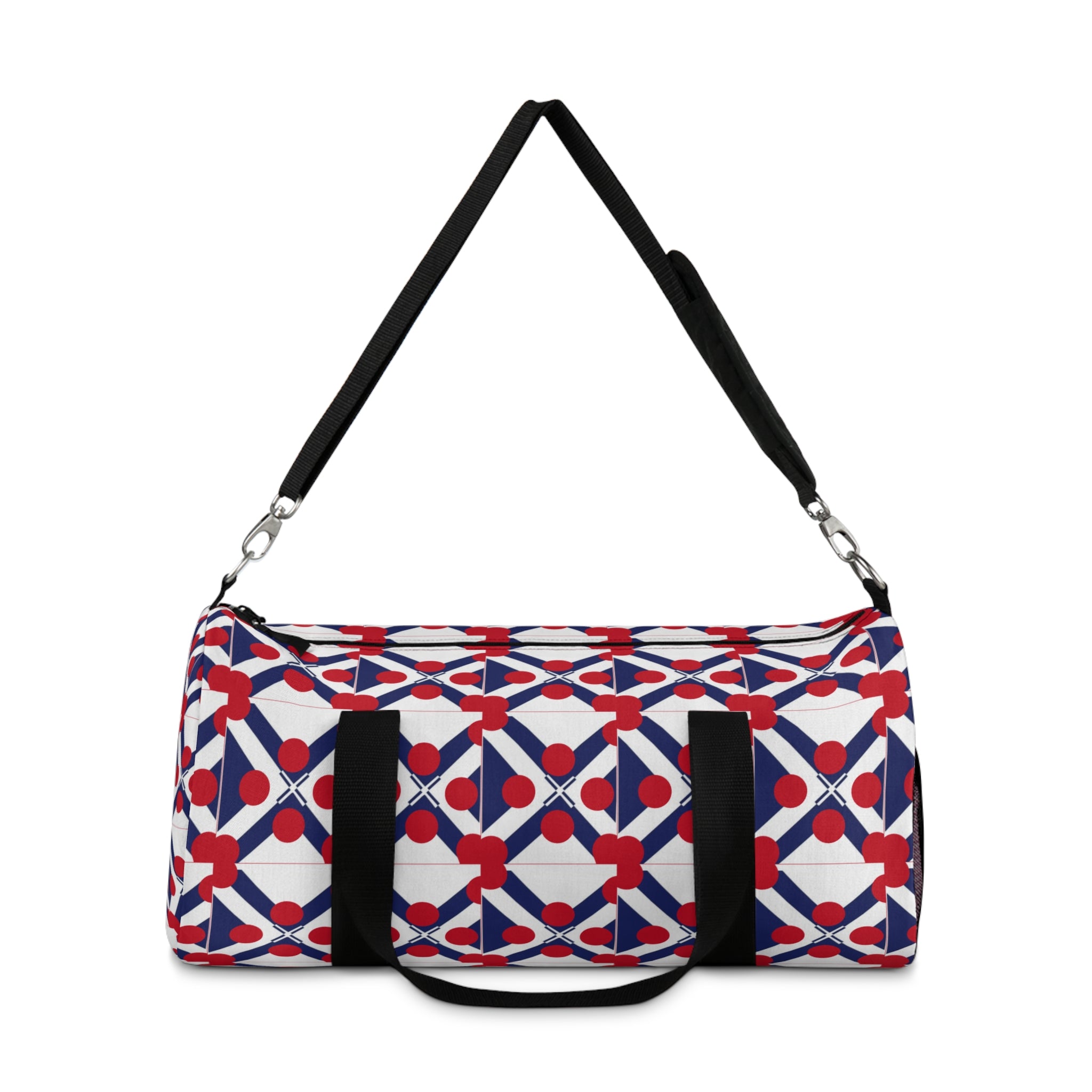 XT9 Duffel Bag — Red, White & Blue Geometric Travel Duffel