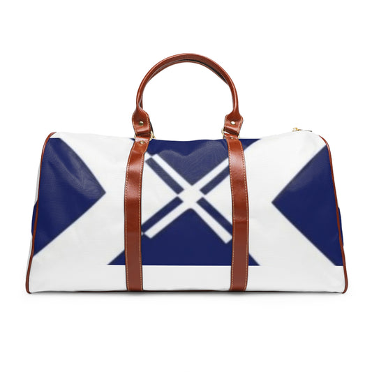 Nautical Blue Waterproof Travel Duffel Bag — Marine Cross Design