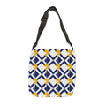 Geometric Navy & Gold Adjustable Tote Bag — Modern Lattice Pattern