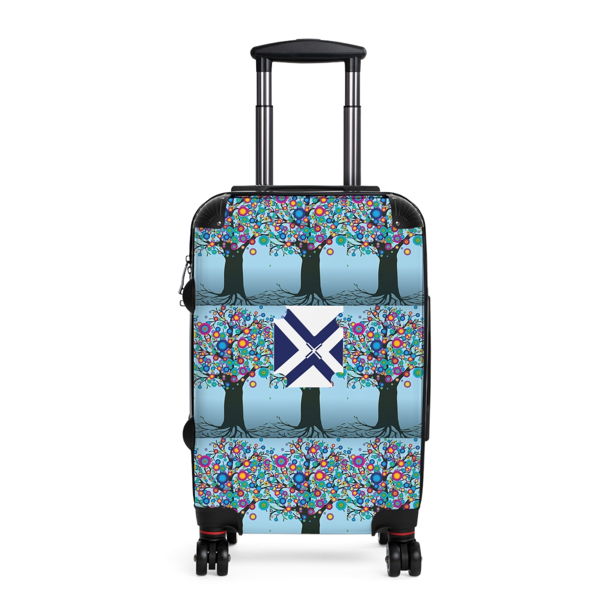 Blue Floral Tree Pattern Suitcase — Luggage Cover with XT Saltire Accent