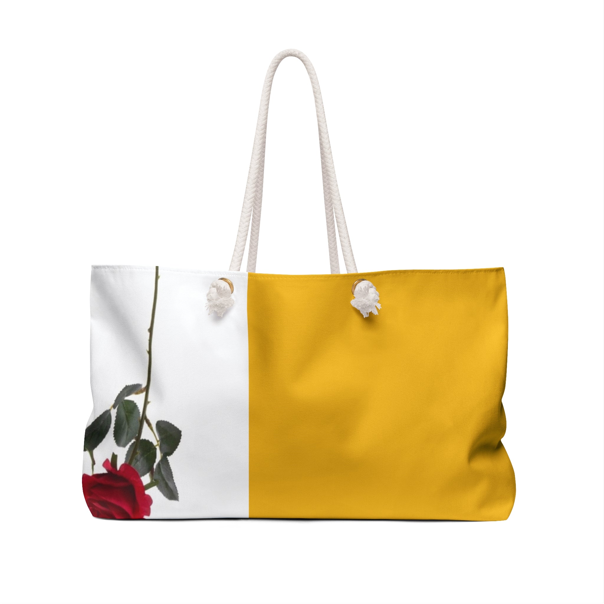 Rose Fleur Weekender Bag — Yellow & White Floral Travel Tote