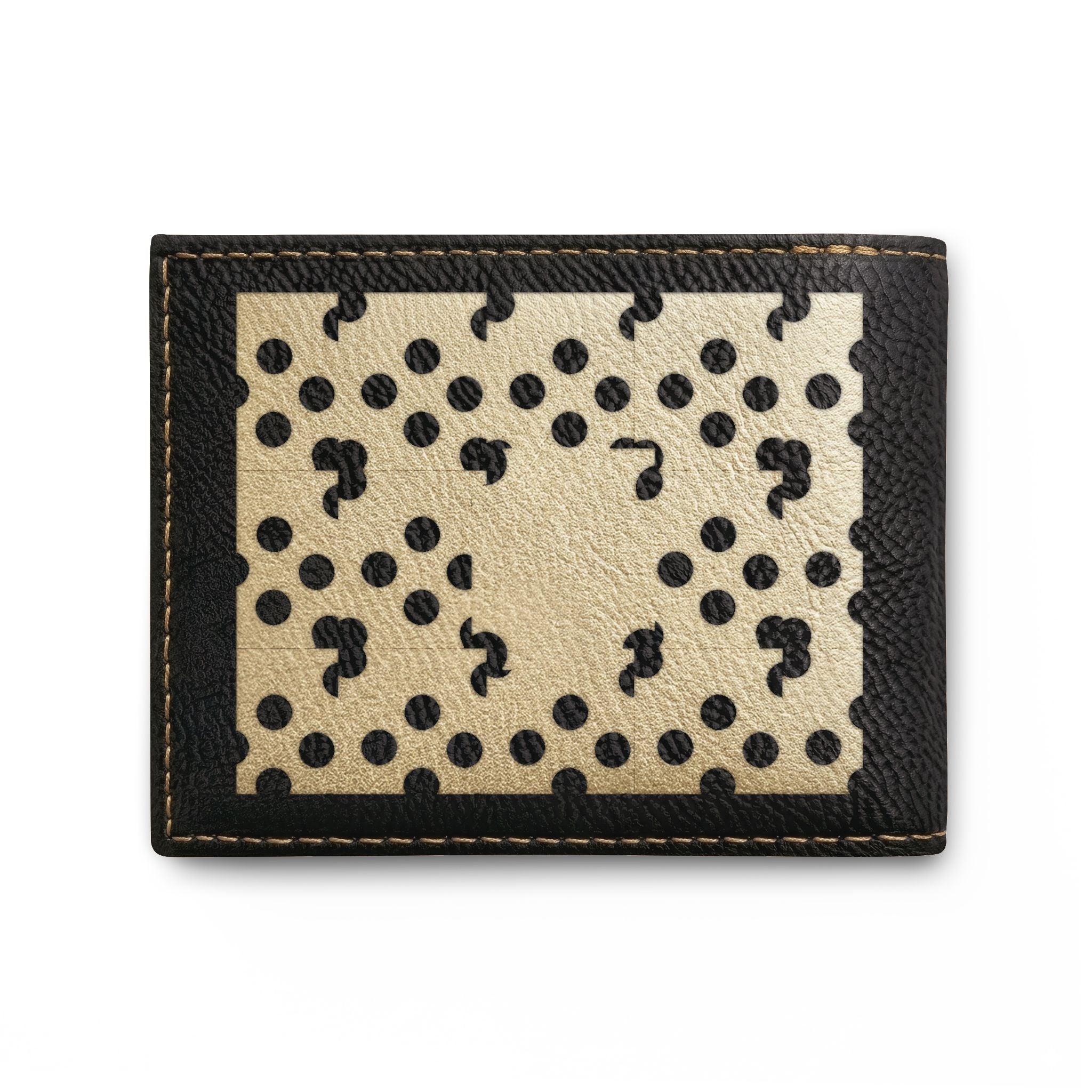 Laser-Cut Pattern Bi-Fold Wallet with Flip