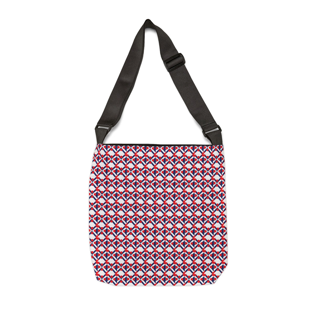 XT9 Adjustable Tote Bag — Red & Blue Geometric All-Over-Print Shoulder Tote