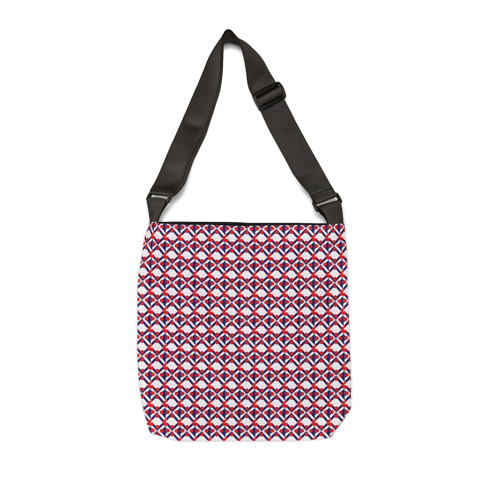 XT9 Adjustable Tote Bag — Red & Blue Geometric All-Over-Print Shoulder Tote