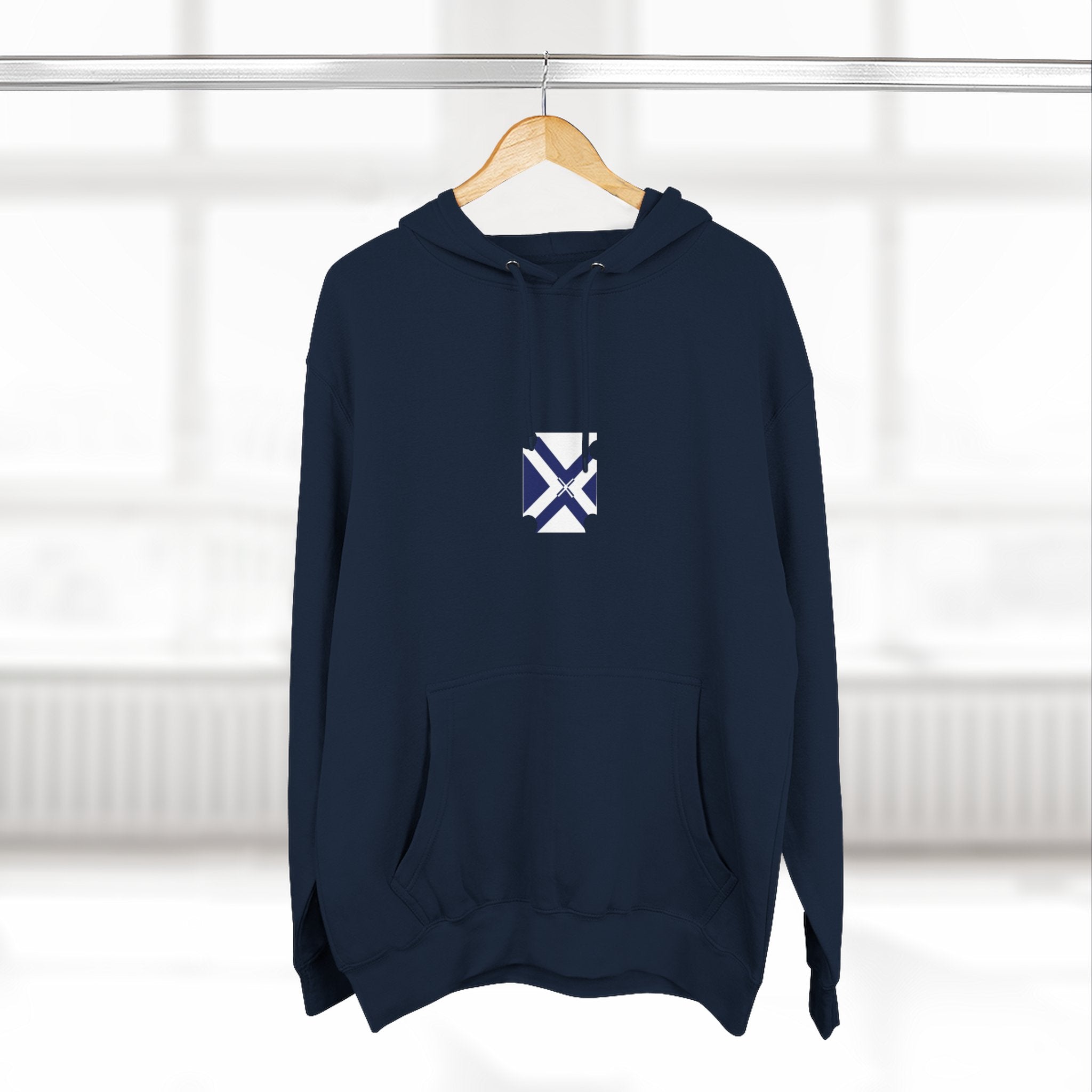 Minimalist Geometric Logo Hoodie — Small Center Chest Icon