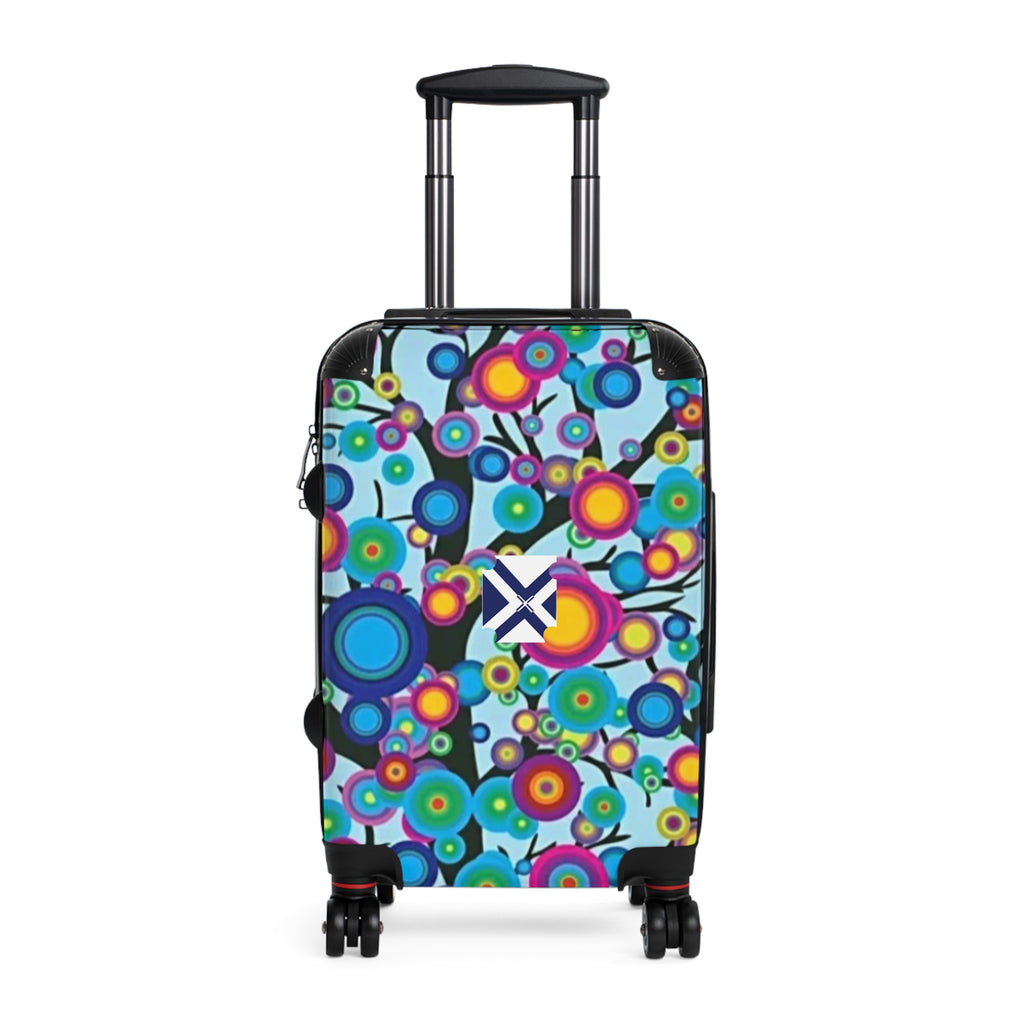 Colorful Retro Flowers Carry-On Suitcase — Bright Floral Travel Luggage