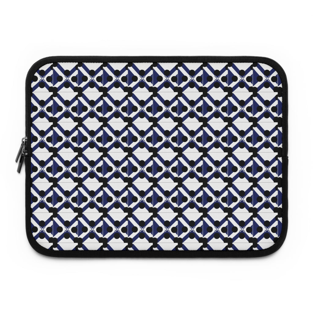 XT9 Laptop Sleeve Navy & White Laptop Sleeve — Modern Mosaic Pattern