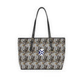 Shoulder Bag - Neutral Geometric Pattern PU Leather Tote