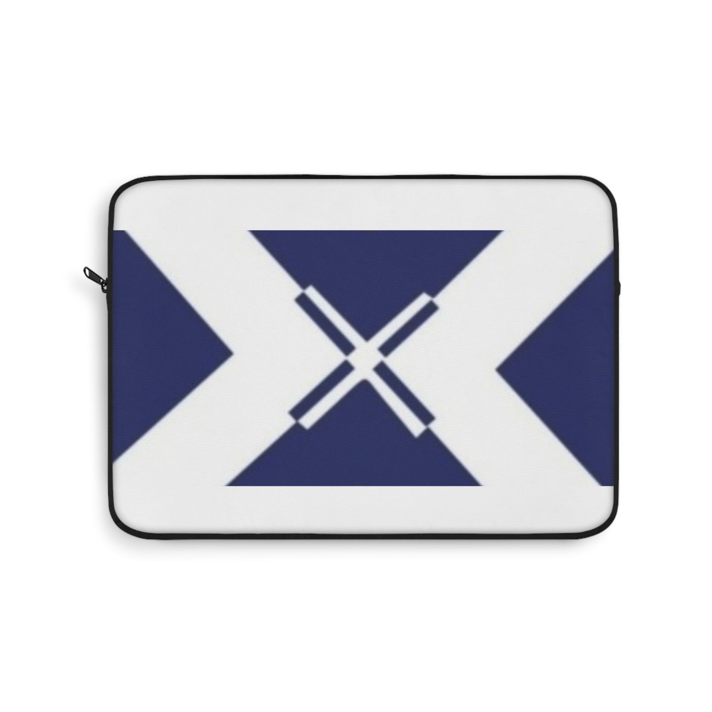 Nautical Blue Geometric Laptop Sleeve — Modern X-Stripe Protective Case