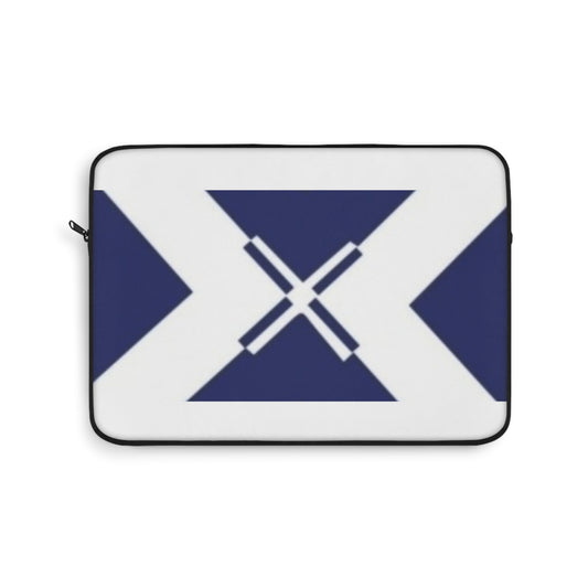 Nautical Blue Geometric Laptop Sleeve — Modern X-Stripe Protective Case