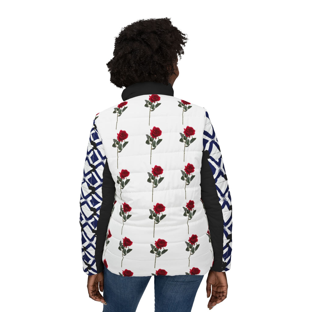 XT Rose Women’s Puffer Jacket — All-Over Print Floral Quilted Coat