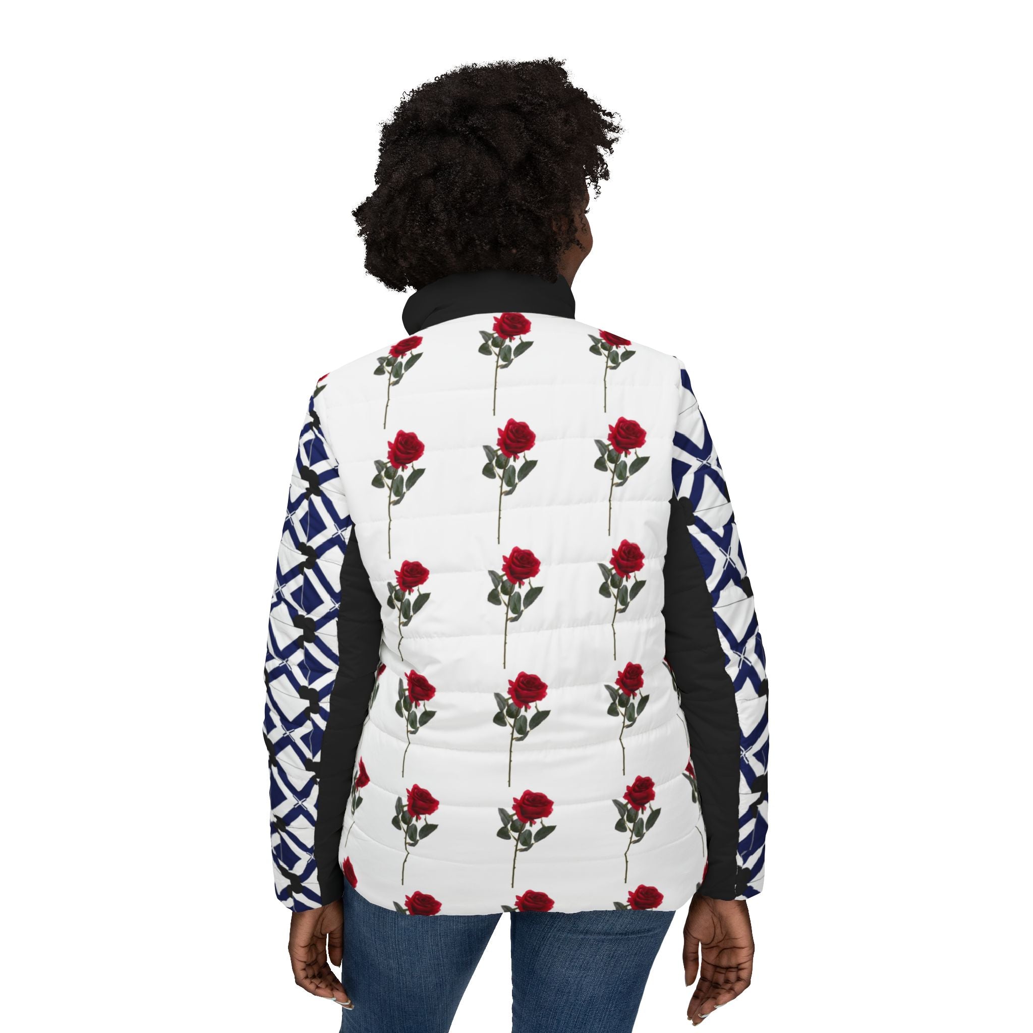 XT Rose Women’s Puffer Jacket — All-Over Print Floral Quilted Coat