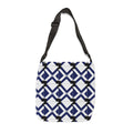 Adjustable Tote Bag — Navy Geometric Lattice Pattern