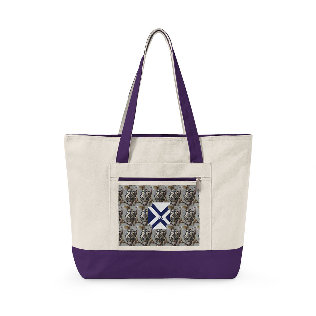 Canvas Tote Bag with Xt & Vintage Stag Pattern — Zippered Carryall for Outdoors, Travel, and Gifts