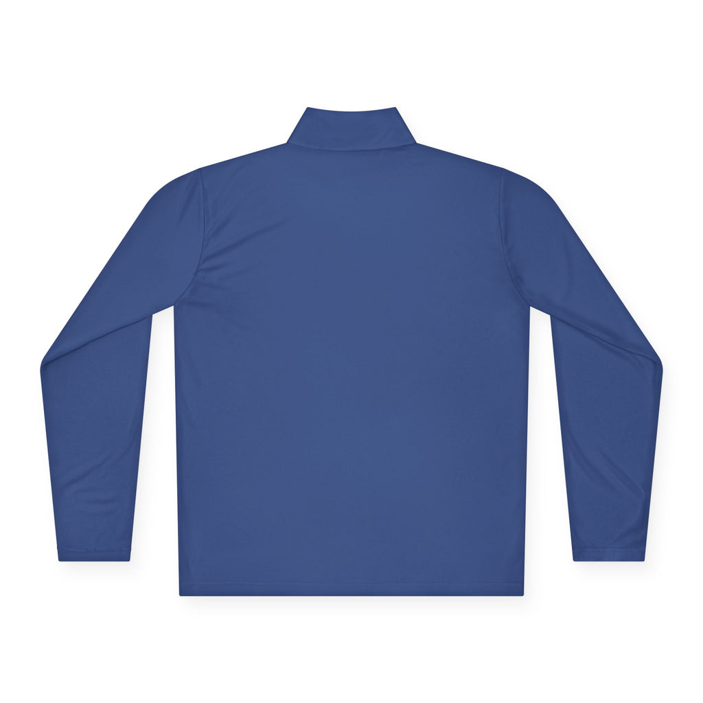 Quarter-Zip Pullover — Navy Geometric Tile Chest Graphic