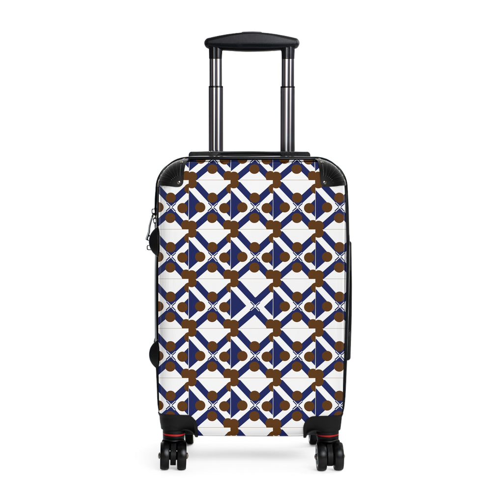 Xponet Geometric Blue & Brown Pattern Carry-On Suitcase