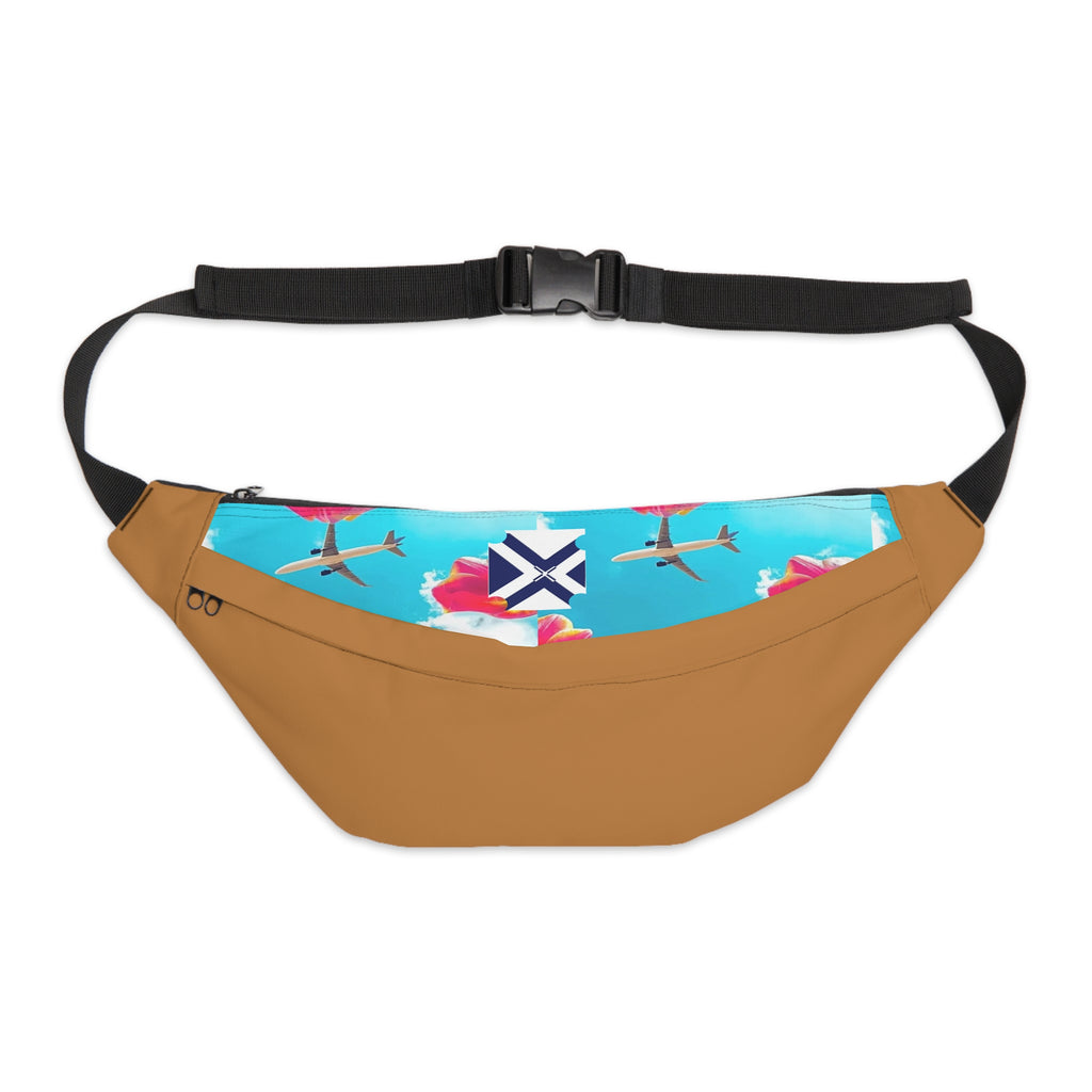 Large Travel Fanny Pack — Tropical Airplane Pattern