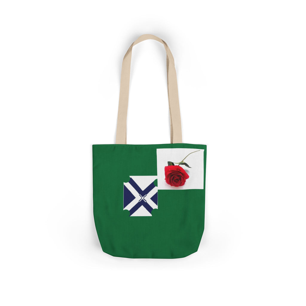 XT Rose Canvas Tote Bag — Floral Rose Design with Colored Straps