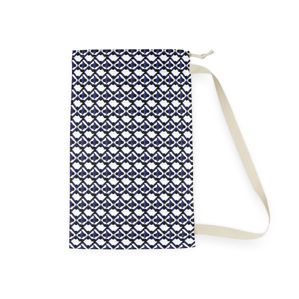 Laundry Bag — Navy Geometric Tile Pattern