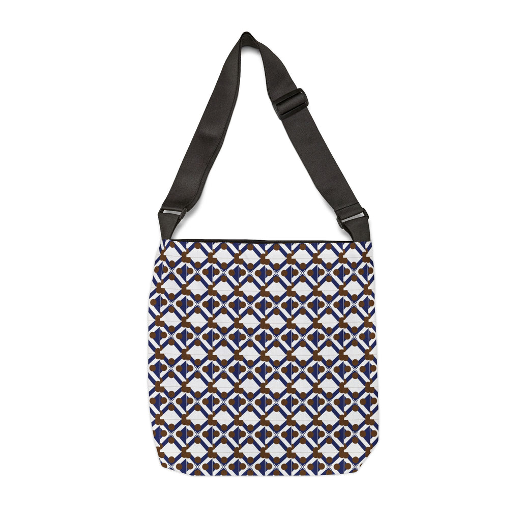 Adjustable Tote Bag — Navy & Gold Geometric Pattern Crossbody Tote