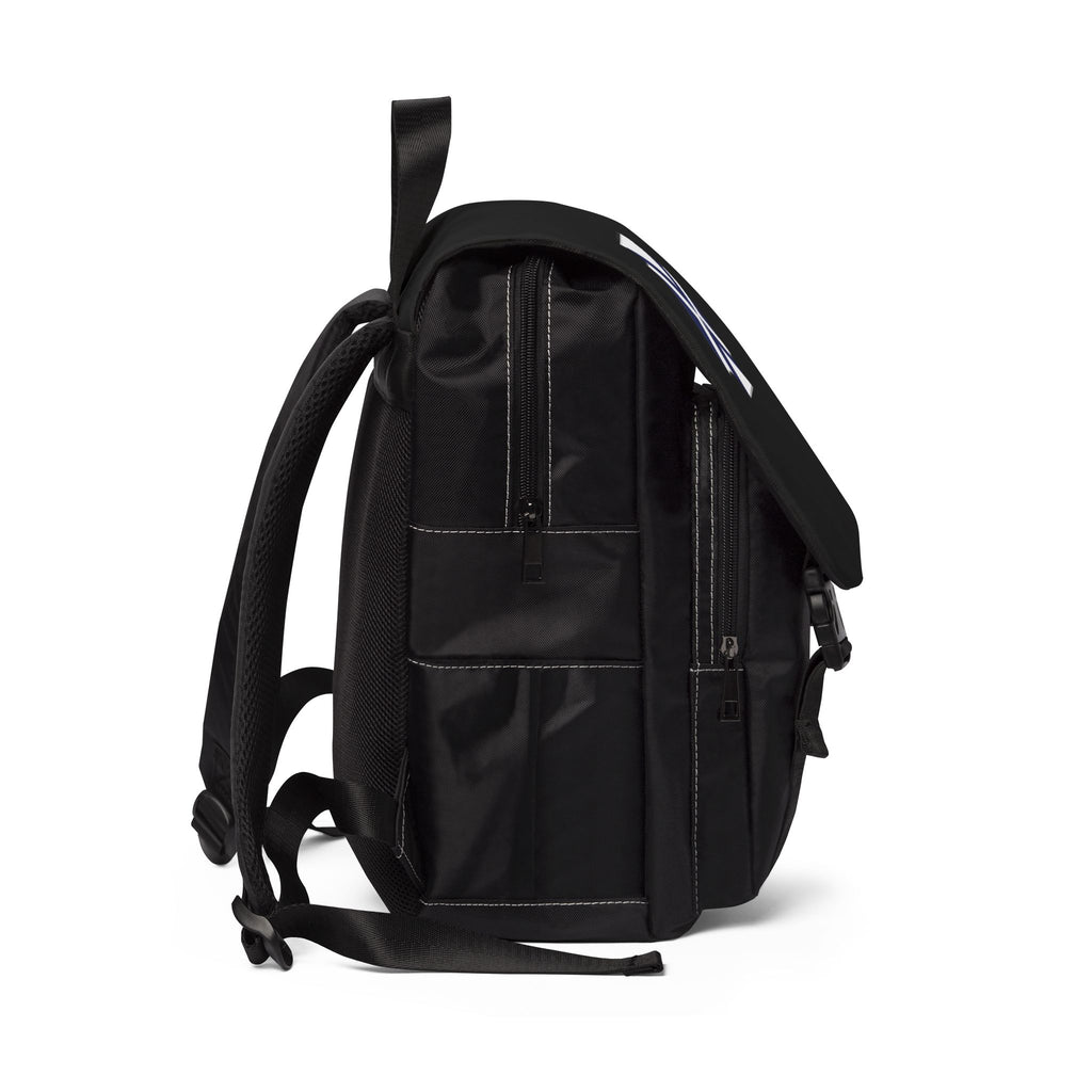 Casual Shoulder Backpack with Blue Diagonal Cross Patch