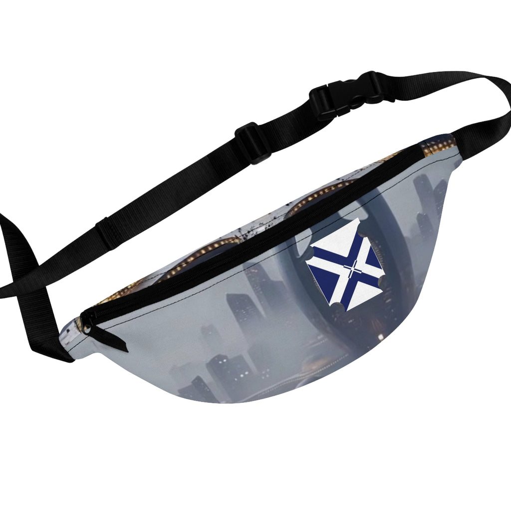 Urban Skyline Fanny Pack — Navy Cross Emblem Waist Bag