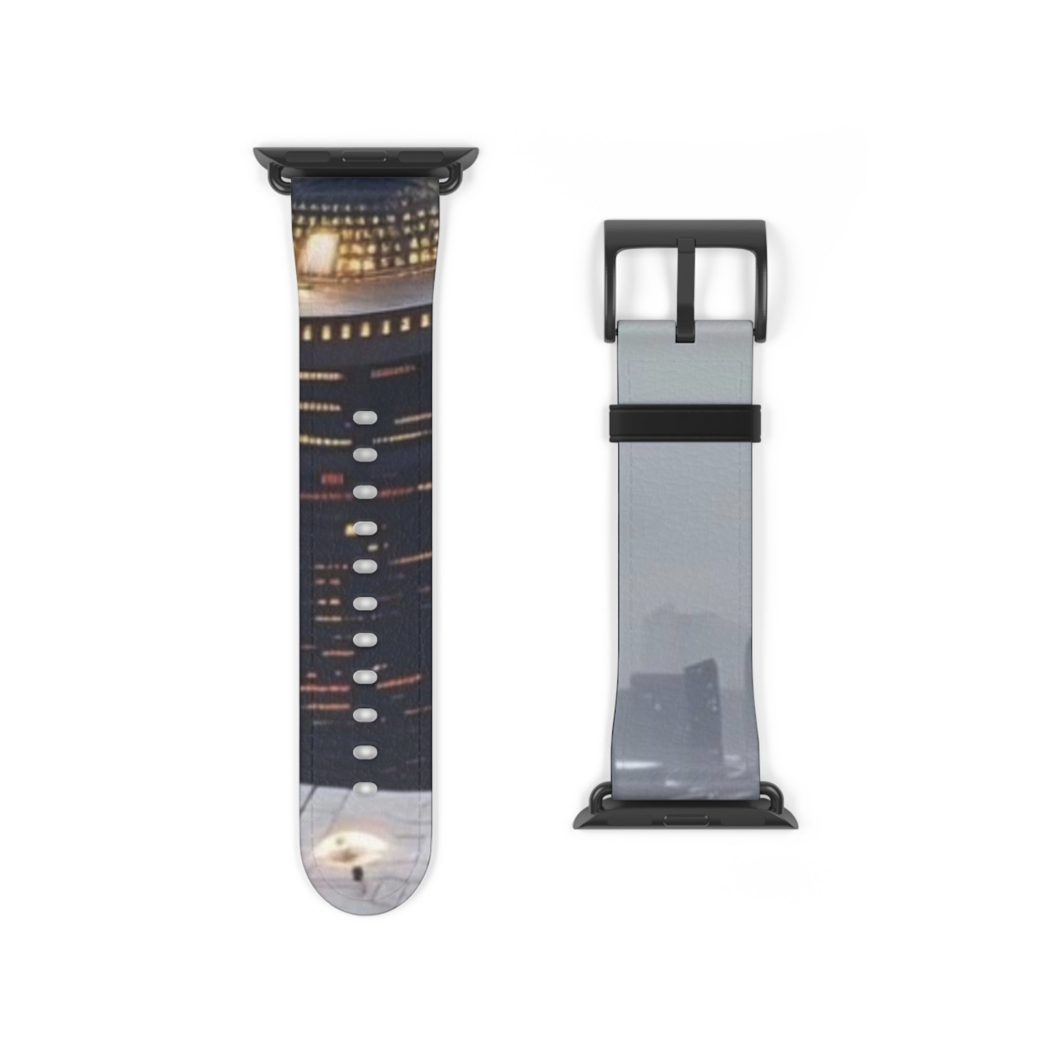 City Lights Leather Watch Band — Night Skyline Apple Watch Strap