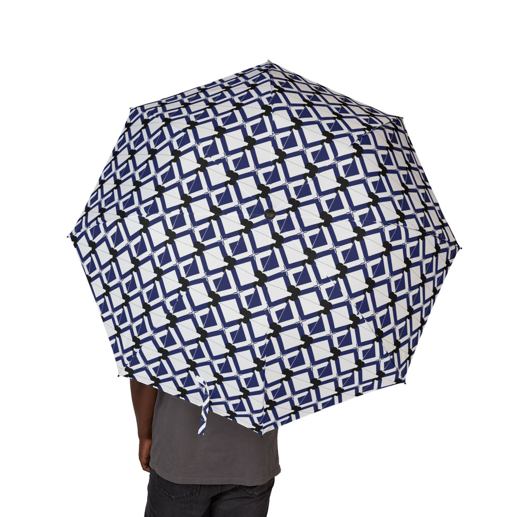 Foldable Umbrella — Navy Geometric Rain Compact Umbrella