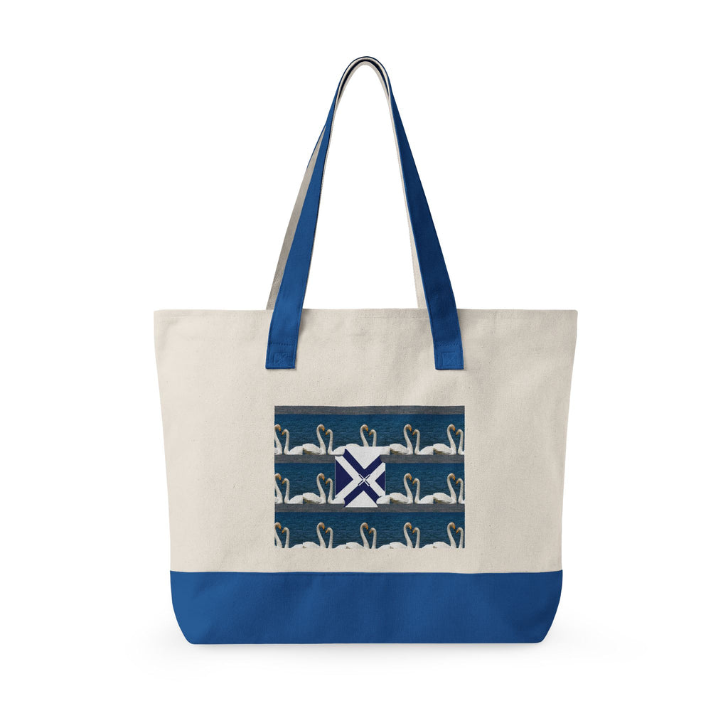 Canvas Tote — Scottish Saltire & Swan Pattern Zippered Tote