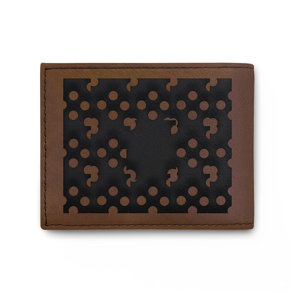 Laser-Cut Pattern Bi-Fold Wallet with Flip