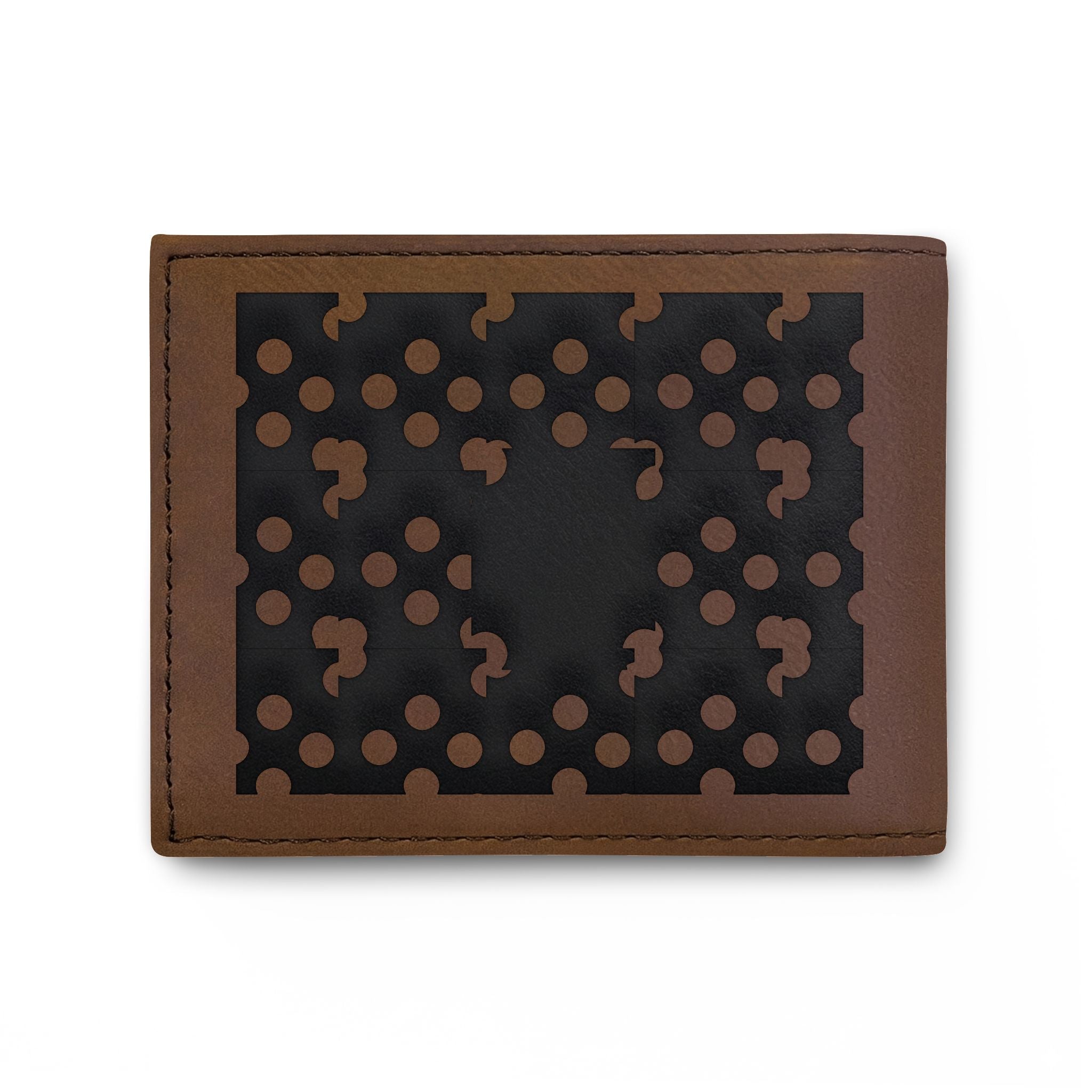 Laser-Cut Pattern Bi-Fold Wallet with Flip