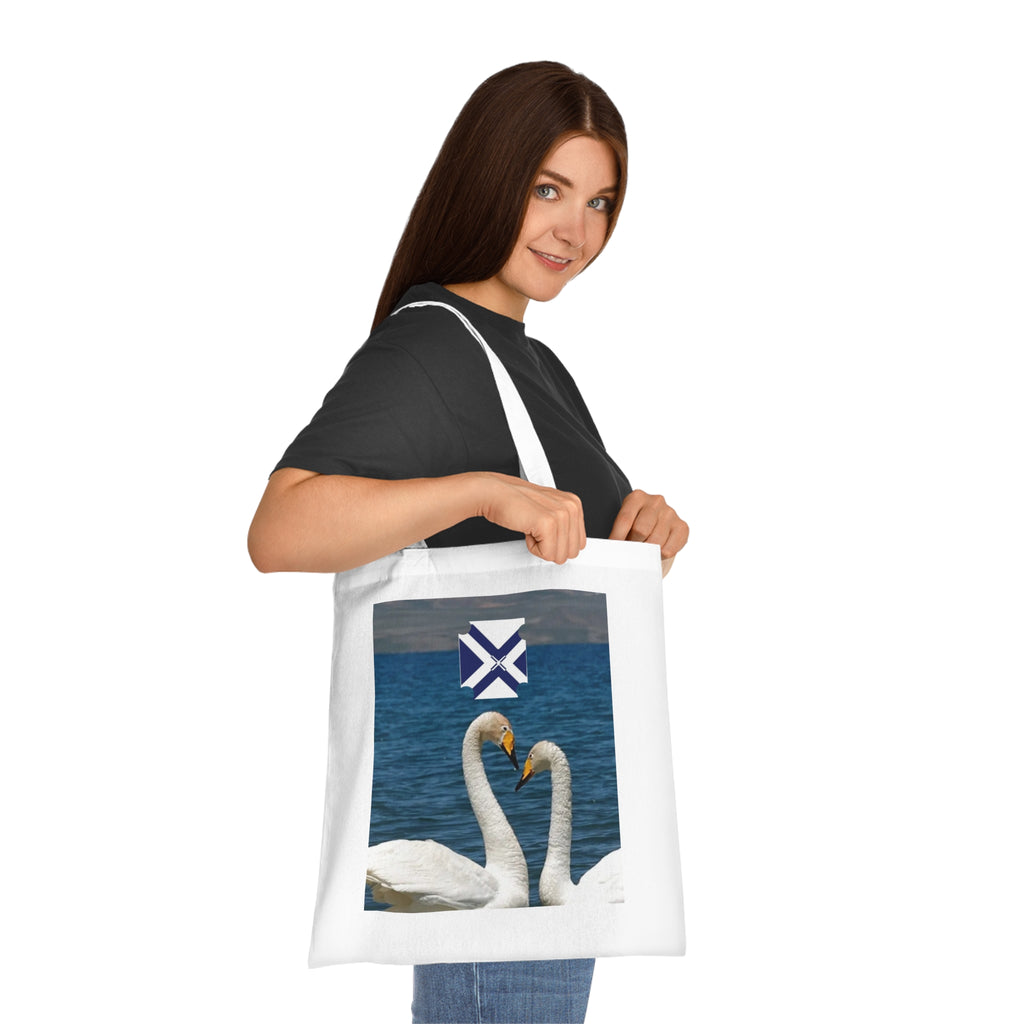 Swan Love Cotton Tote — Romantic Lake Photo Tote Bag