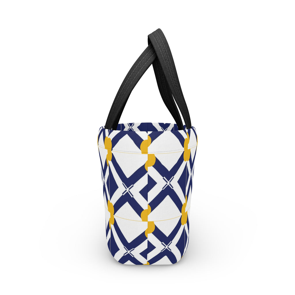 XT8 Geometric Navy & Mustard Lunch Bag