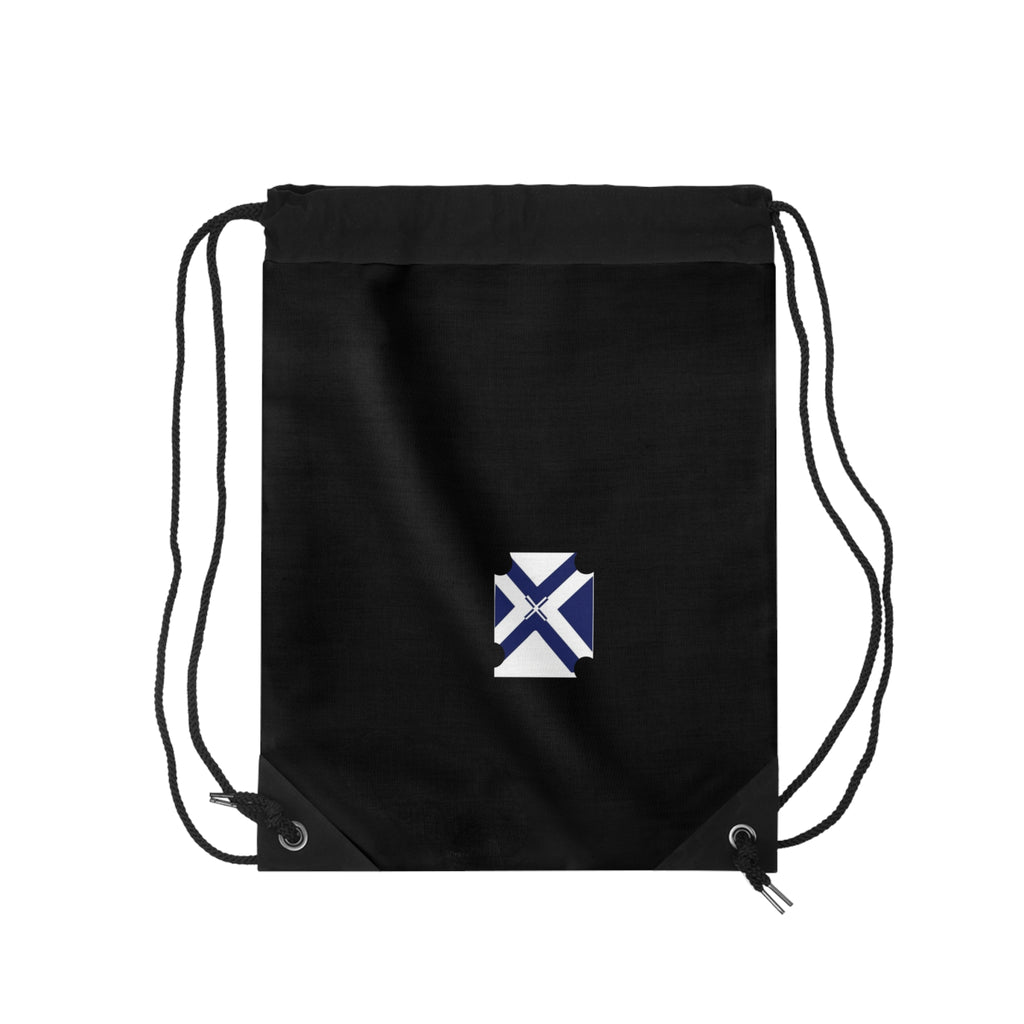 Nautical Blue St. Andrew Cross Drawstring Bag — Minimal Sailing Logo Gym Sack