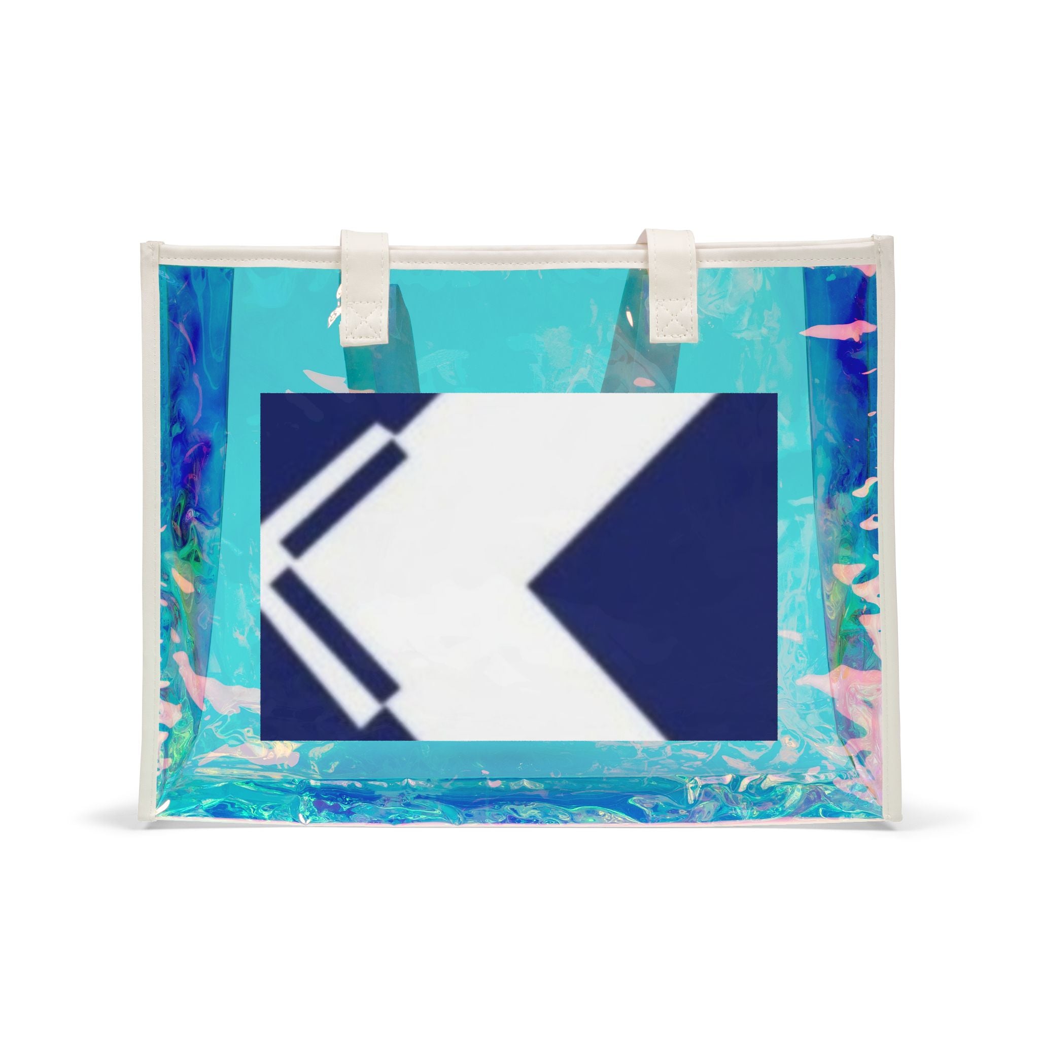 Holographic Beach Tote Bag — Iridescent Clear Pool & Swim Beach Bag