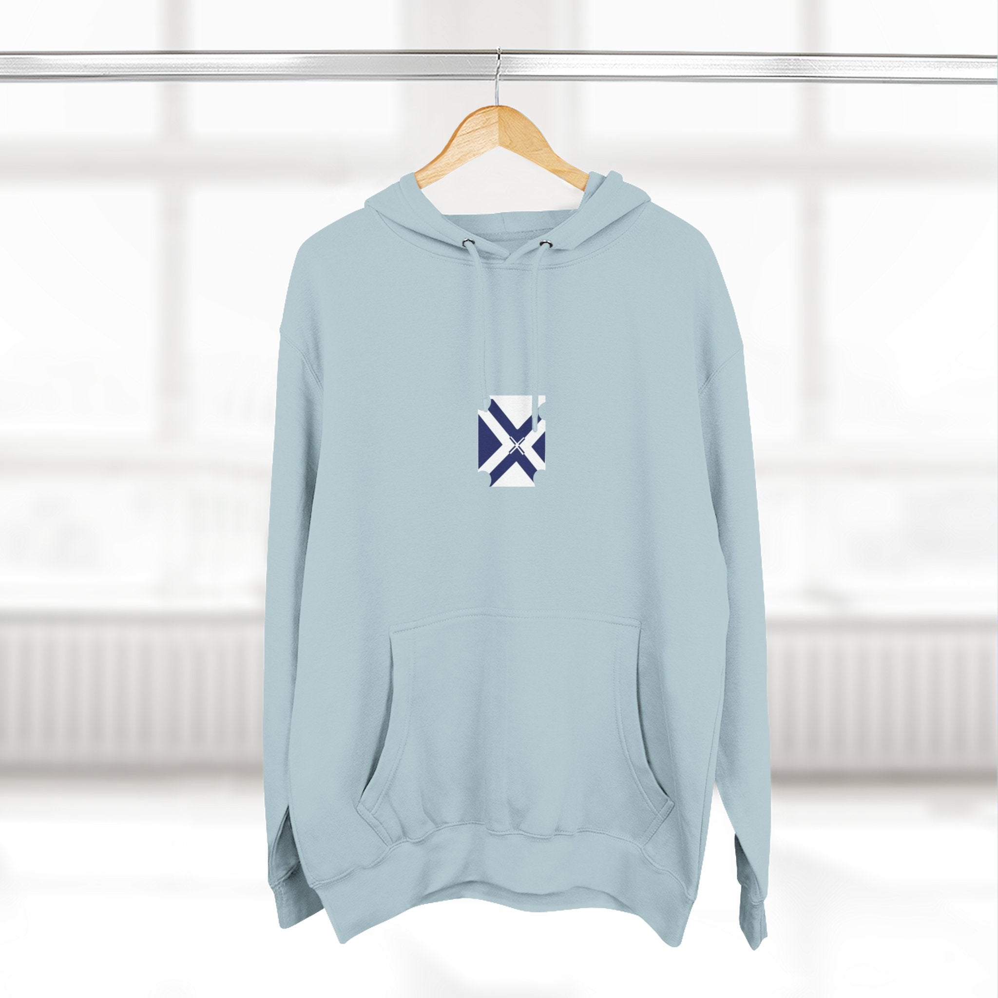 Minimalist Geometric Logo Hoodie — Small Center Chest Icon