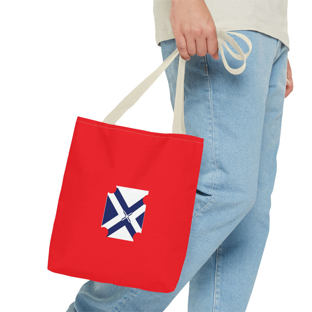 Red State Outline Tote Bag with Navy Saltire Design