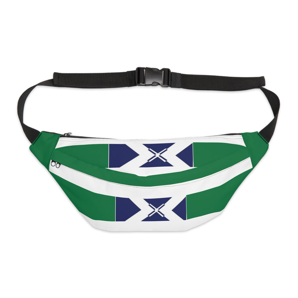 Large Fanny Pack — Green & Navy Geometric Waist Bag