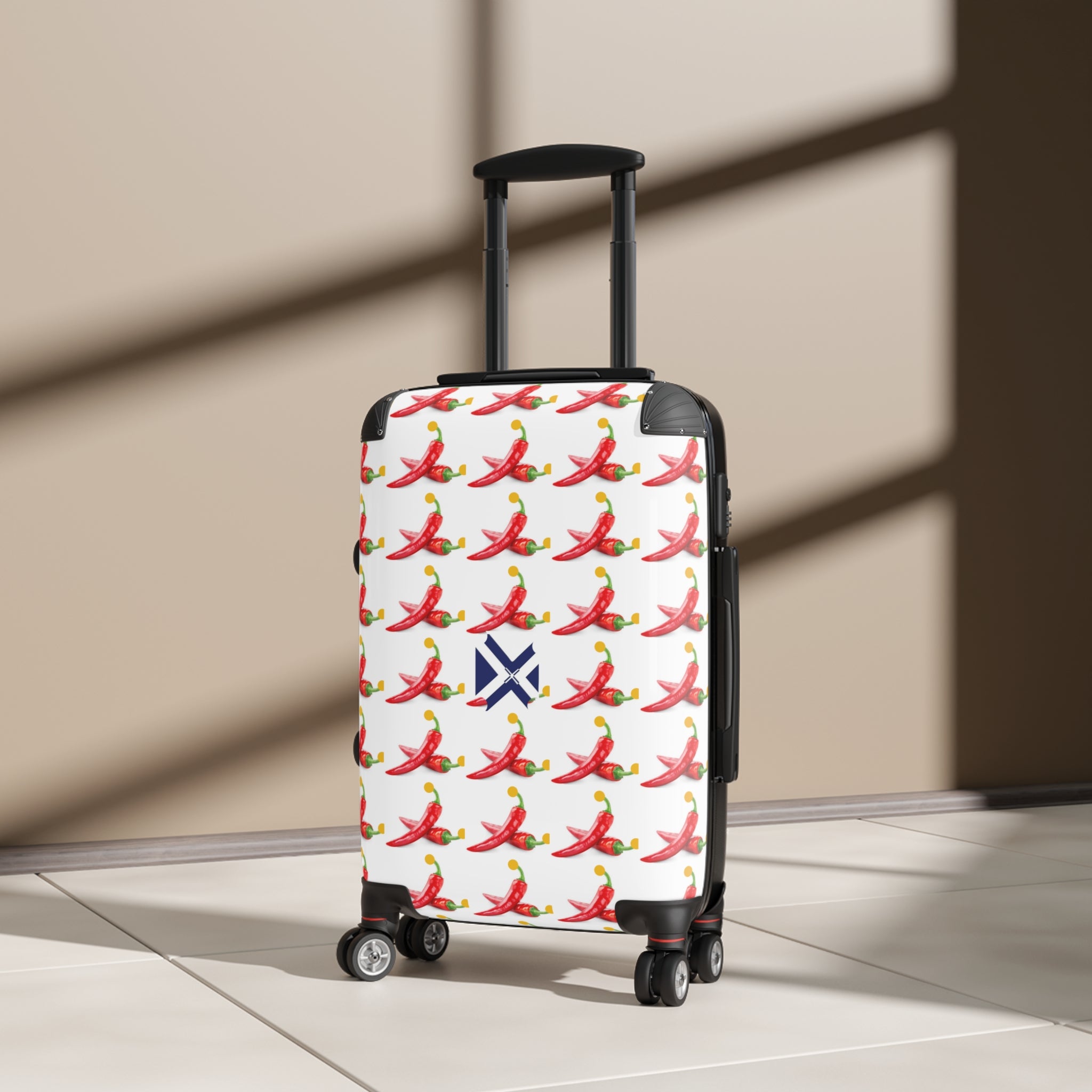 Red Chili Pattern Suitcase – Fun Travel Luggage with Spicy Pepper Design